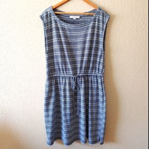 Loft Navy and White Striped Sleeveless Dress